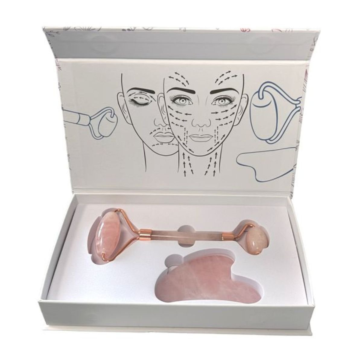 Pack Massage Gua Sha et Rouleau - Quartz Rose