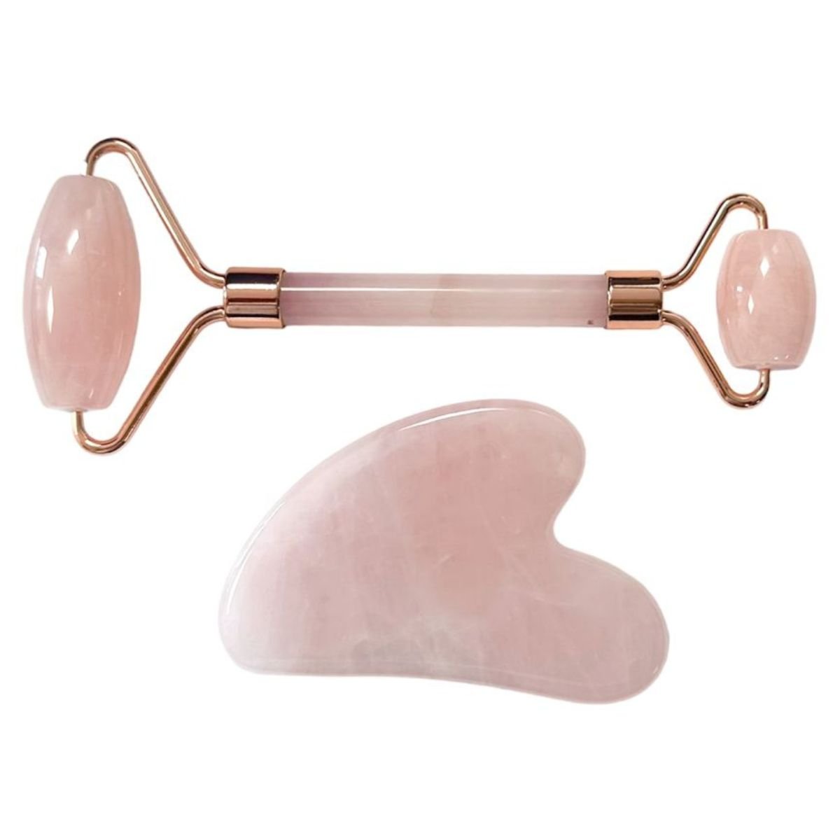 Pack Massage Gua Sha et Rouleau - Quartz Rose