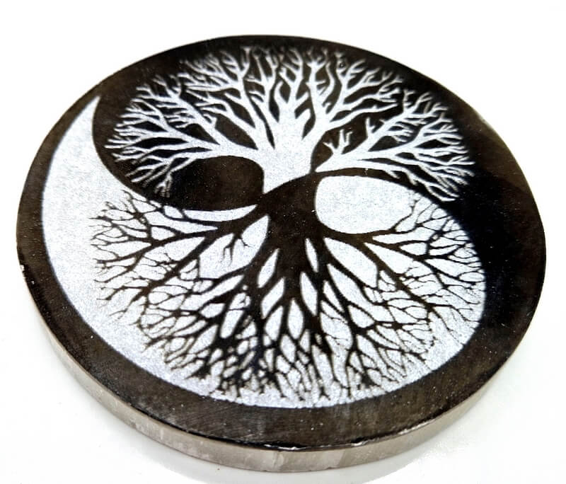 Plaque Sélénite - Arbre de Vie Yin-Yang 10cm